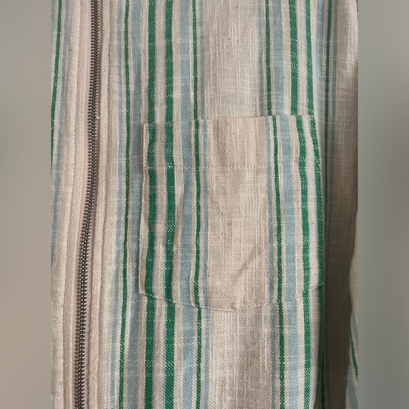 NWOT Mens ZARA blue green stripe jacket M - Picture 2 of 5